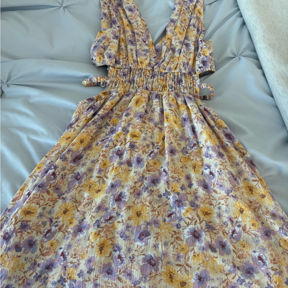 Forever 21 Floral Print Dress in Purple and Yellow